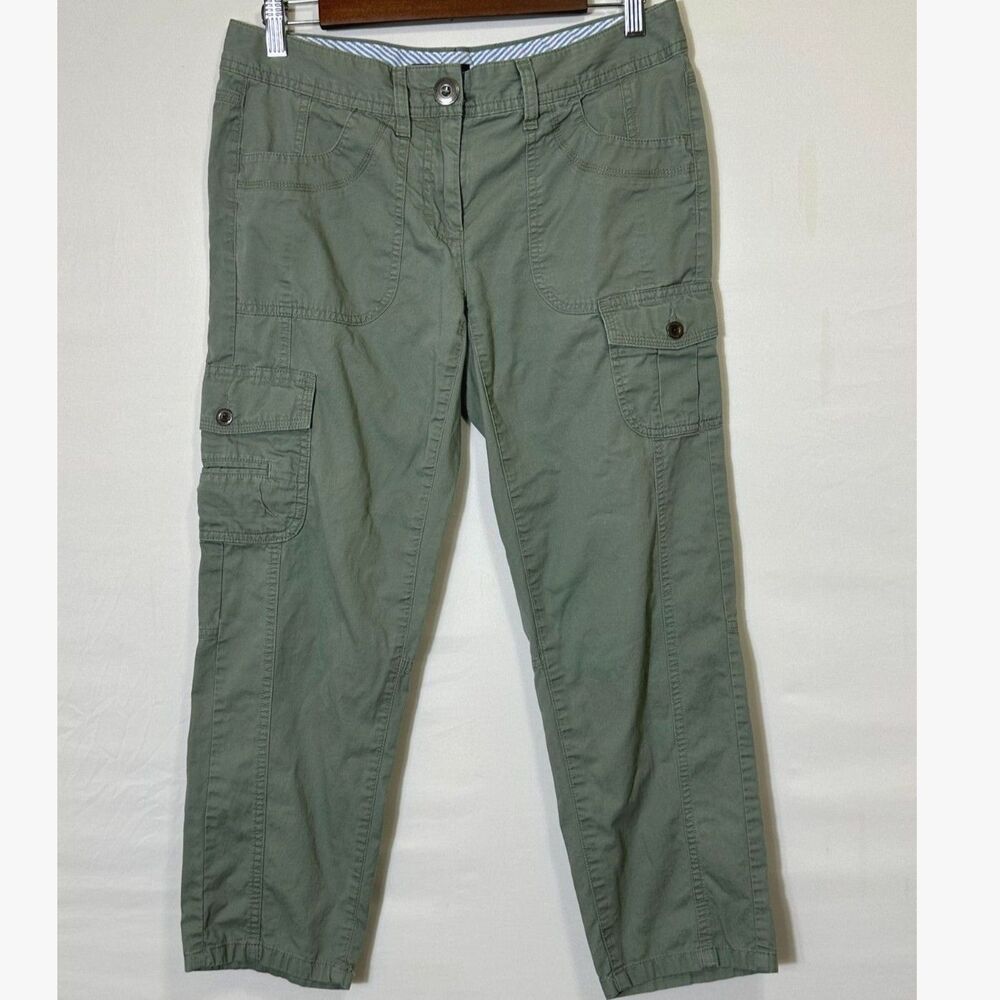 Tommy Hilfiger Mid Rise Cropped Cargo Pants Olive Green Size 6 Classic Outdoors